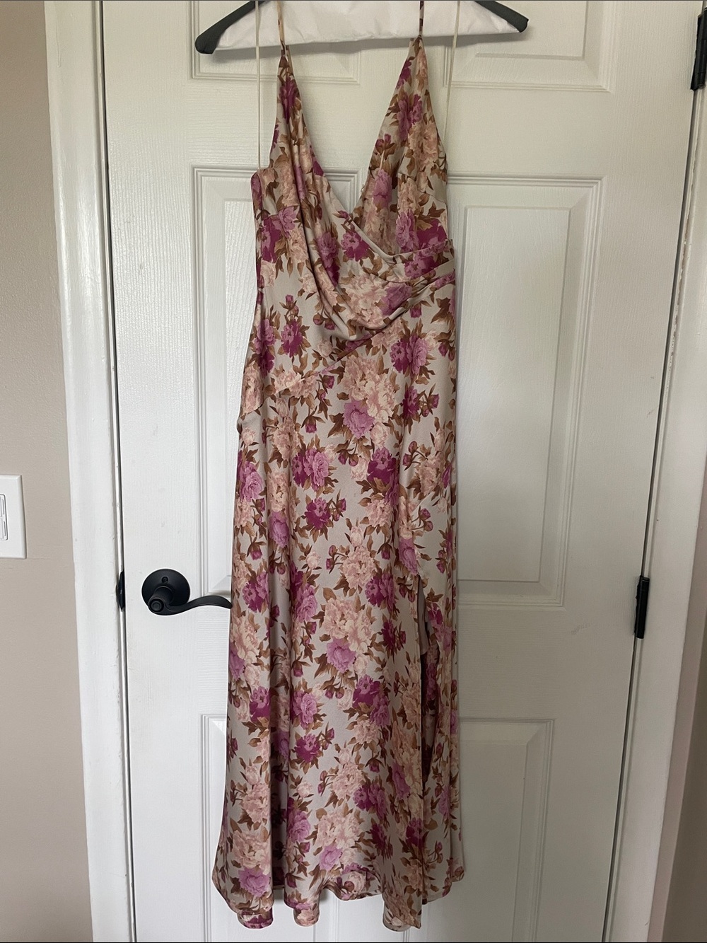 Floral Satin Midi Dress
